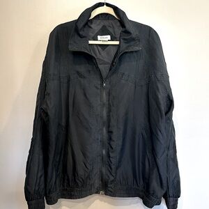 VTG‎ Womens BOGARI Black 100% Silk Full Zip Jacket Size XL Streetwear Y2K Sporty